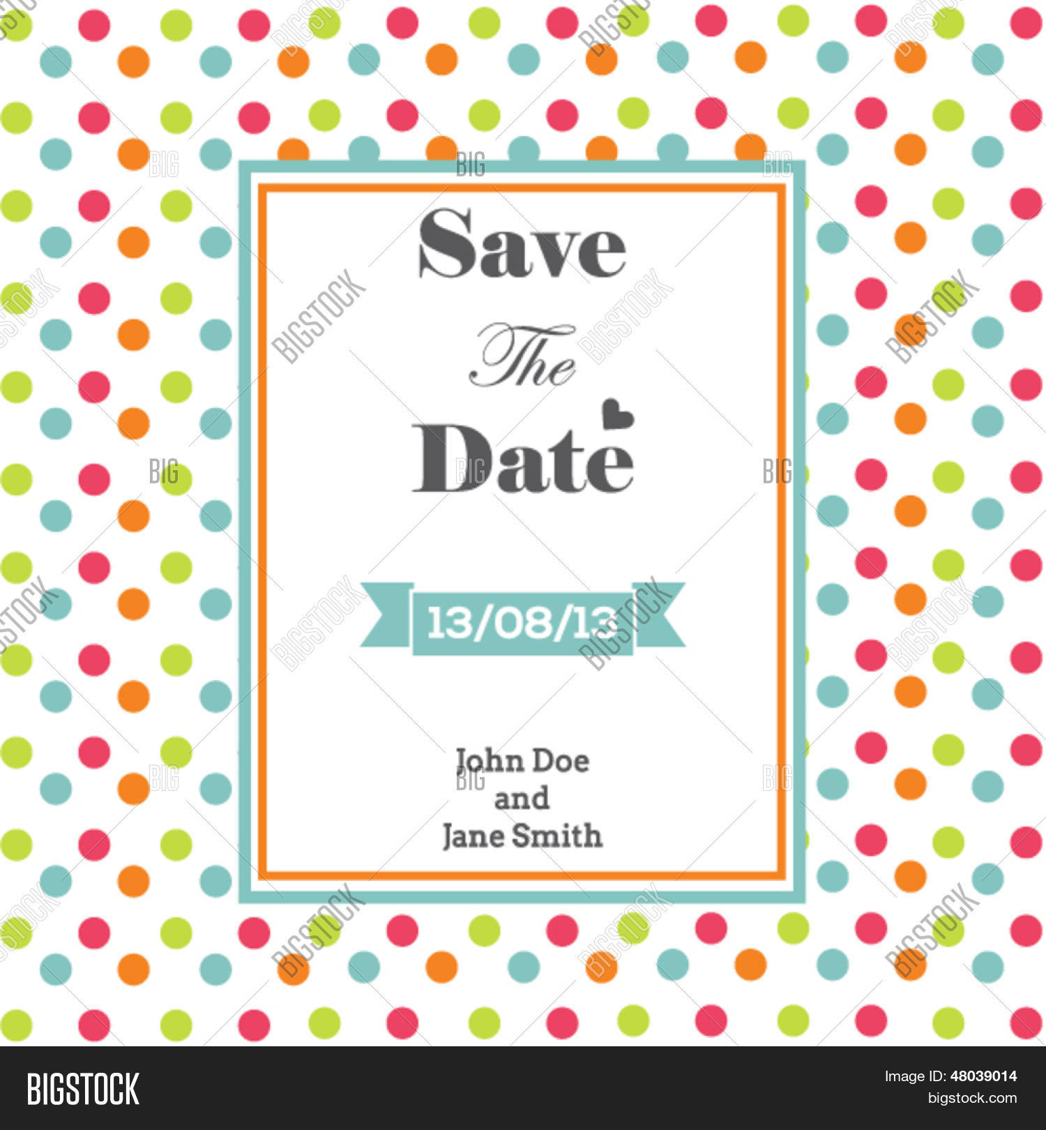 Polka dots free invitation wedding psd template